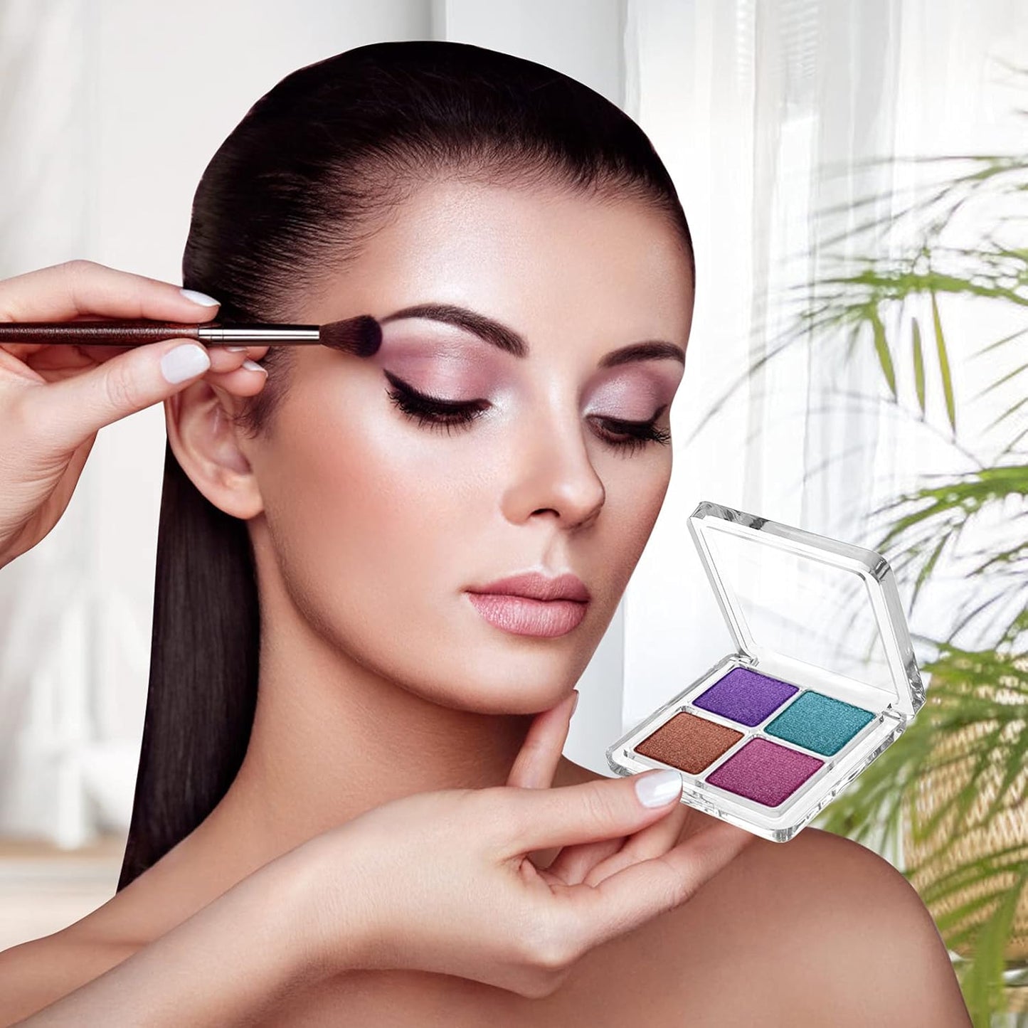 Beaupretty 10 Pieces Empty Eyeshadow Pallet 4 Grids Eye Shadow Lipstick Storage Case Box Clear Makeup DIY Cosmetic Organizer Container