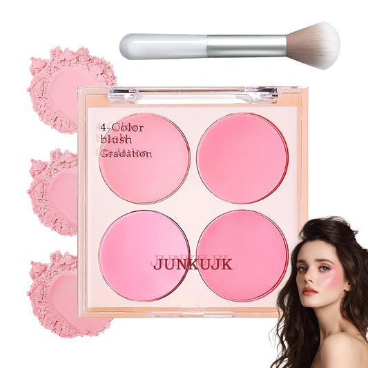 Blush Palette,Shimmer Silky Matte Blush Powder Palette,Professional Cute Face Contour Highlighter Blush Palette with Blush Makeup Brush 01