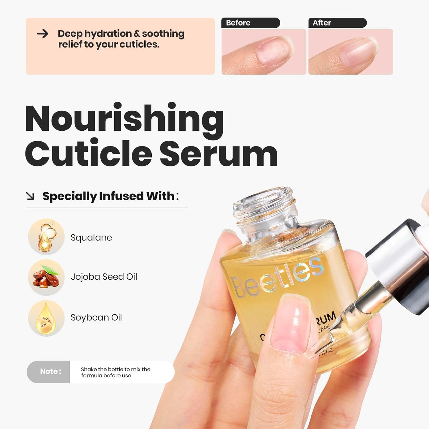 Beetles Nude Nail Polish Set 7Pcs: Fast Drying & Long Lasting Neutral Beige Brown Nail Polish with 2 IN 1 Base & Top Coat and Cuticle Serum, All-in-One Care Nails Gift Sets