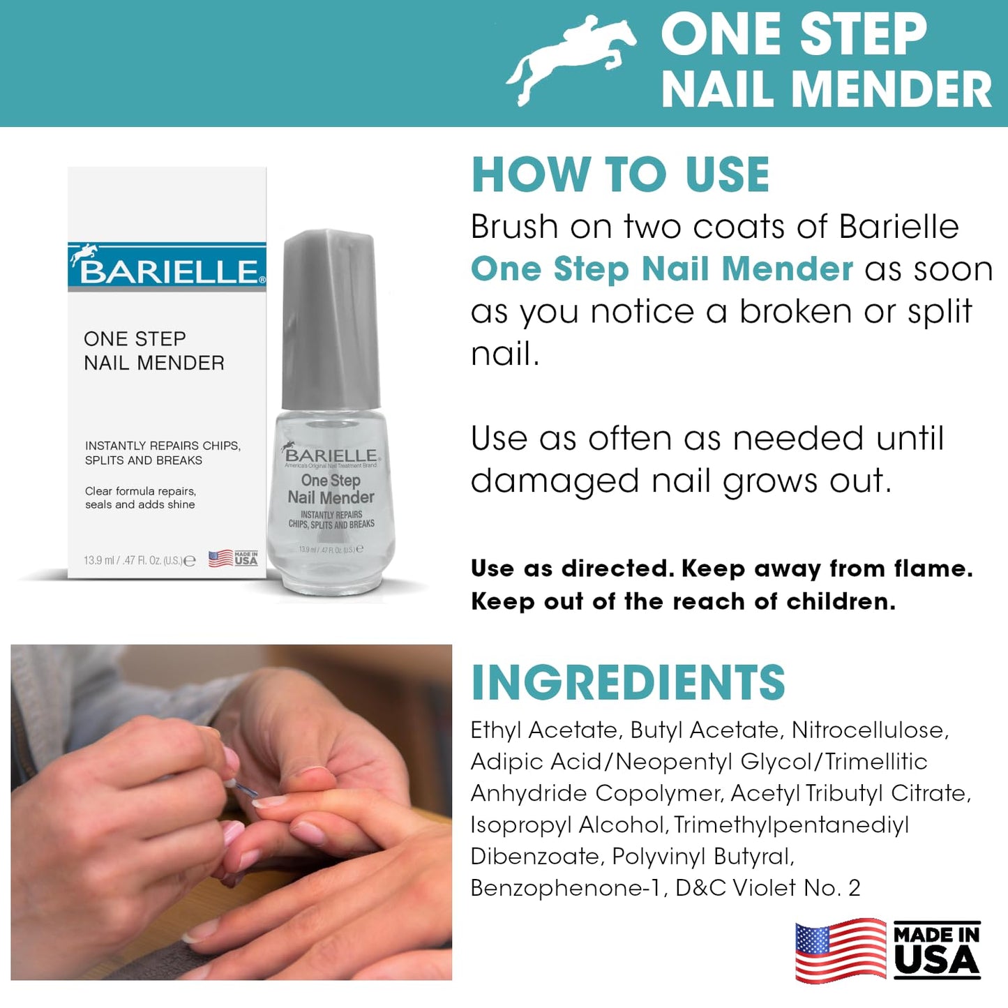 Barielle One Step Nail Mender .47 oz. - Repairs Split, Chipped and Damaged Nails Clear