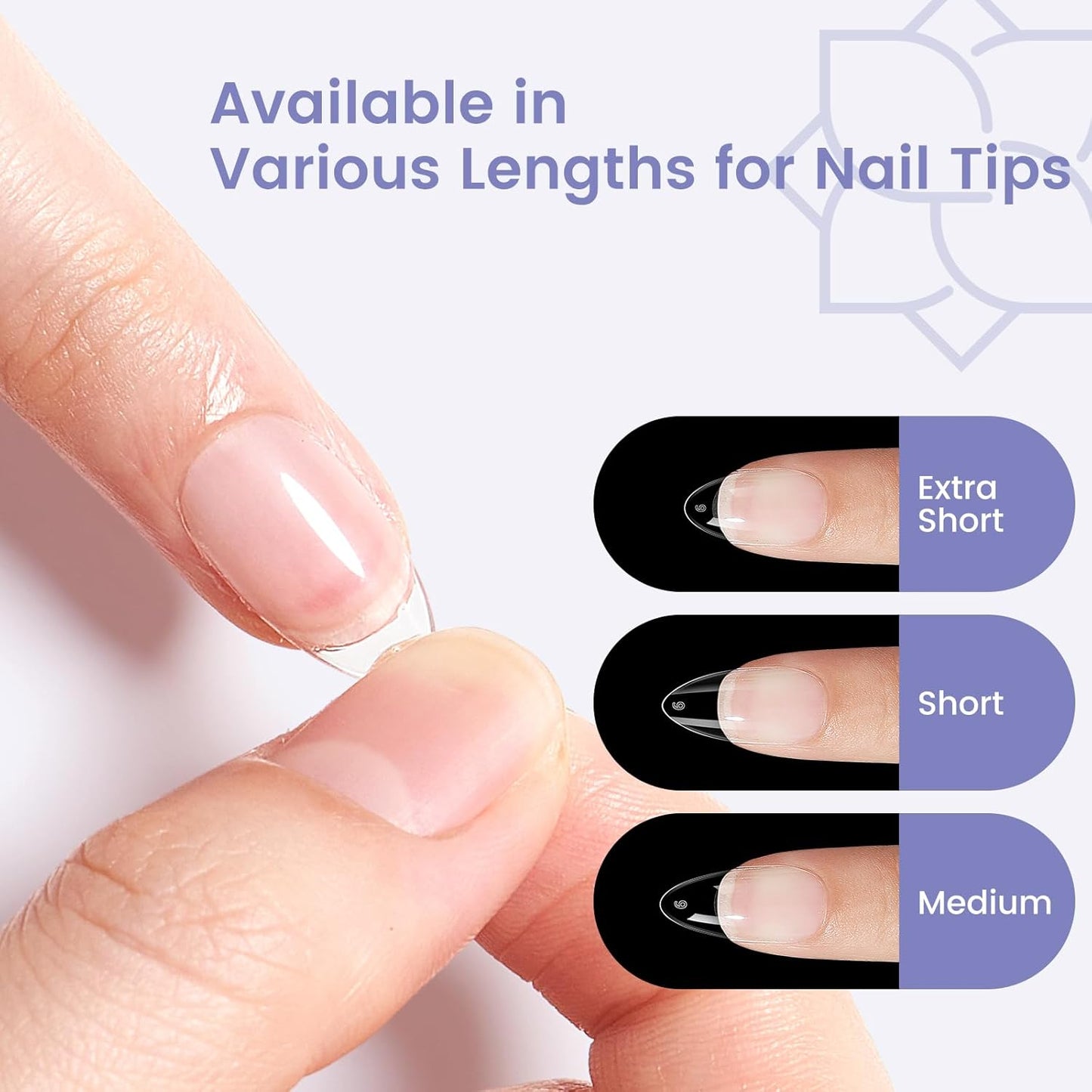 Extra Short Almond Nail Tips: 240Pcs Small Almond Shape Soft Gel Fake Nail Tips for Nail Extension, 12 Sizes Full Cover Clear Press on Nails for Girls for Home DIY Salon