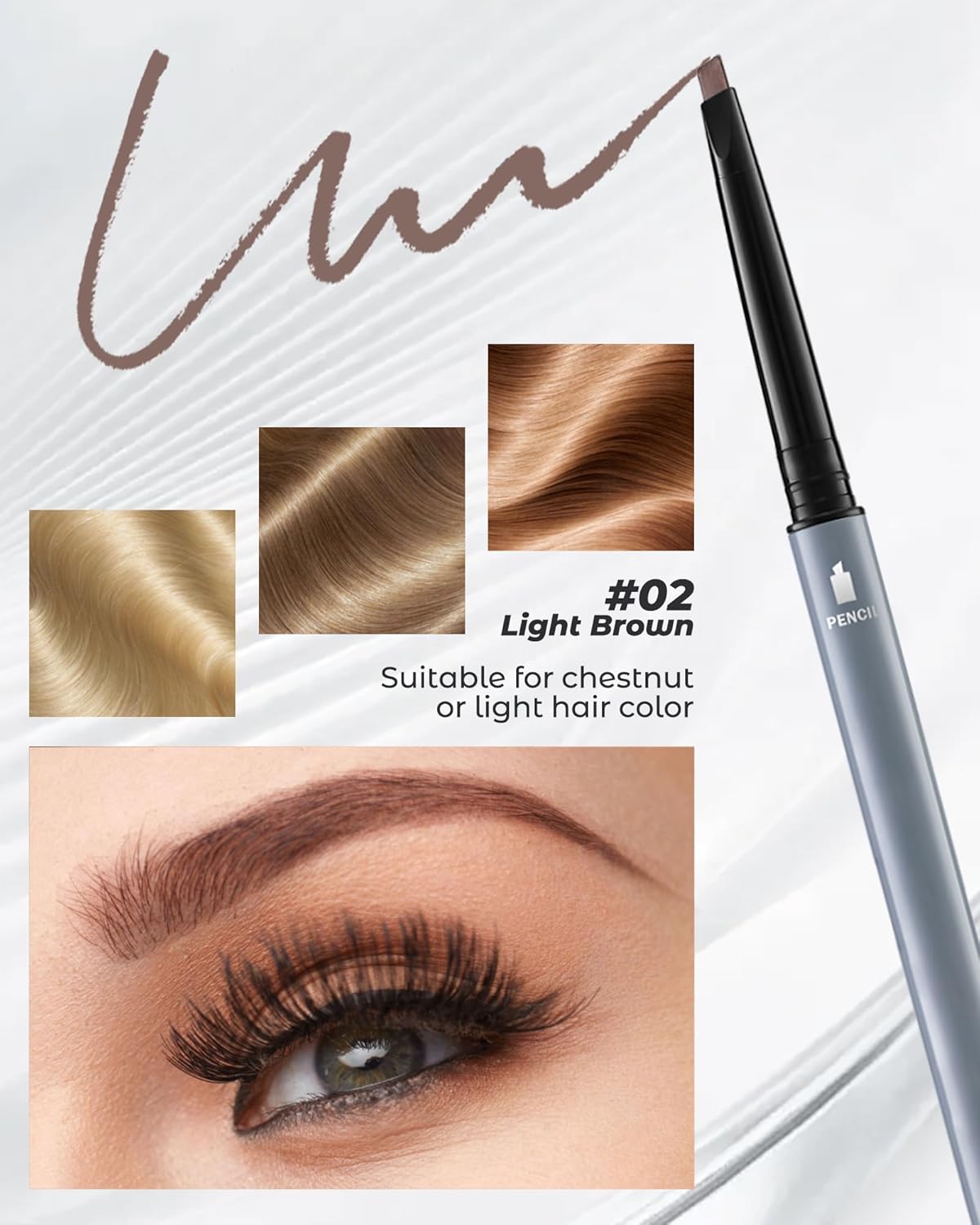 6Pcs Microblading Eyebrow Pencils Light Brown Waterproof Eye Brow Pencil w/Eye Brow Razor & Scissors Kit 0.5mm Ultra-Fine Tip Creates Hair-Like Strokes for Women Effortless Natural Brows