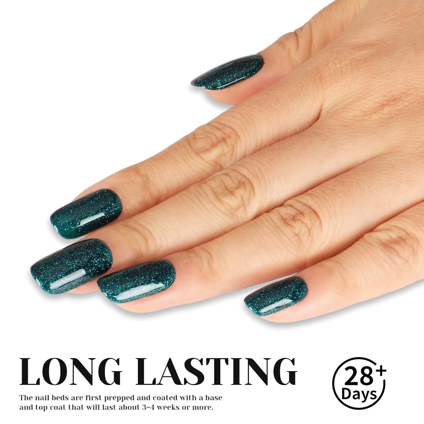 Glitter Gel Polish, Sparkly Shimmer Green Gel Nail Polish, 15ml Soak Off UV Gel Nail Polish for DIY Manicure, St. Patrick's Day Christmas Green Color Gel - GP0063