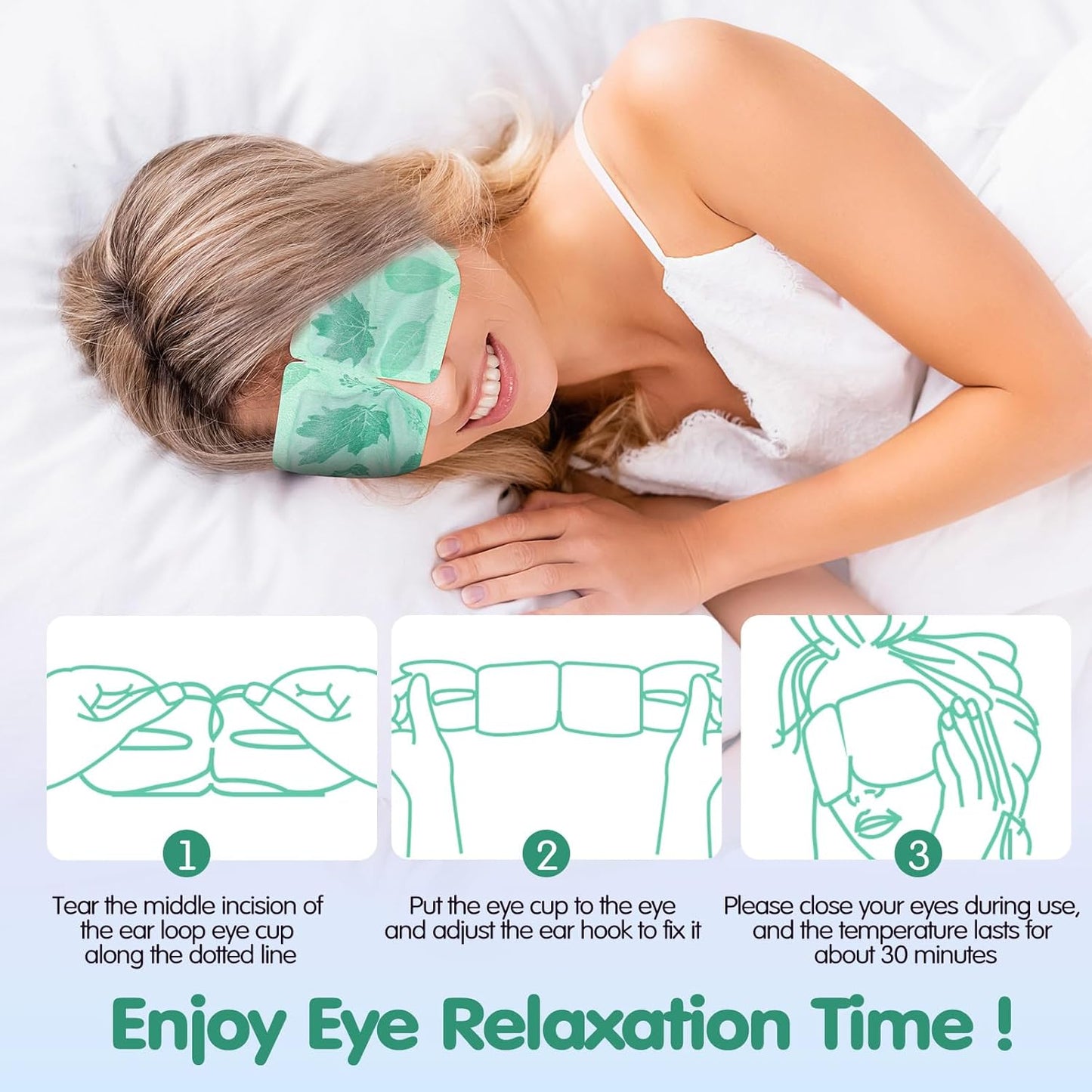 60 Pcs Disposable Steam Eye Mask Bulk Heated Eye Masks for Dry Eyes Spa Warming Eye Mask Self Heating Eye Masks with Warm Moist Warm Compress for Eye Stress Dark Circle Relief (Unscented)