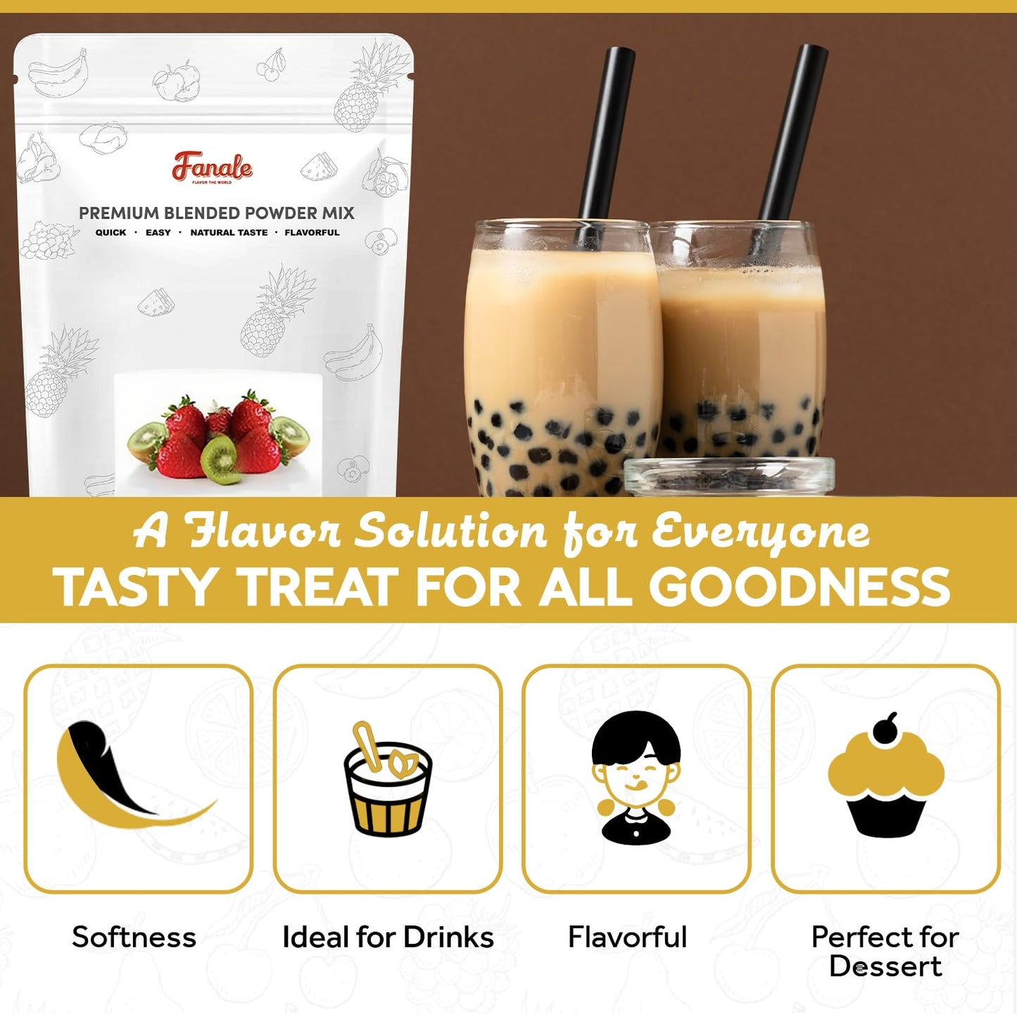 Fanale Premium Lavender Flavoring Powder for Boba Tea| Perfect for Baking, Smoothies, Desserts and Drinks | Instant Boba Bubble Tea Powder - 2.2 Pounds (Pack of 1)