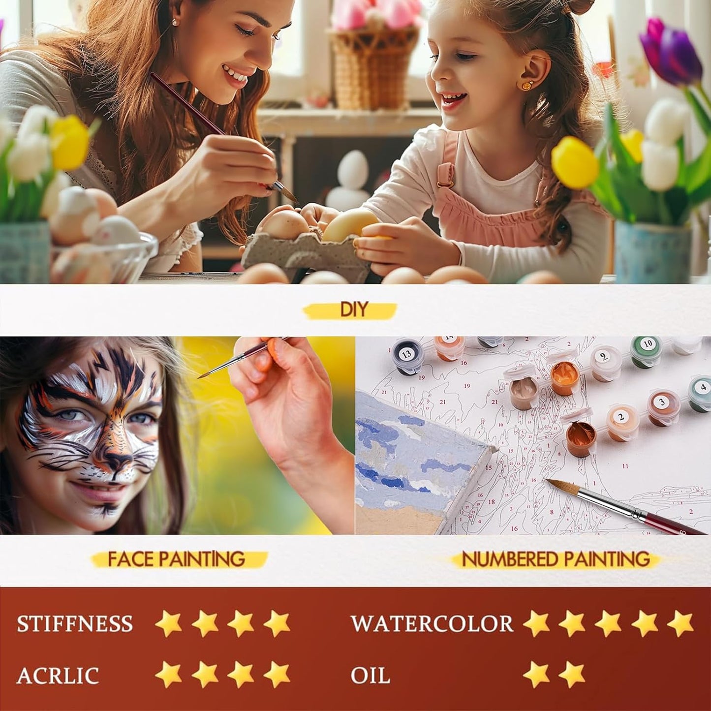 Kolinsky Sable Hair Watercolor Brushes Professional,9pcs Mop Round Fine Tip Detail Watercolor Paint Brush Set,Ideal for Gouache Acrylic Ink Painting