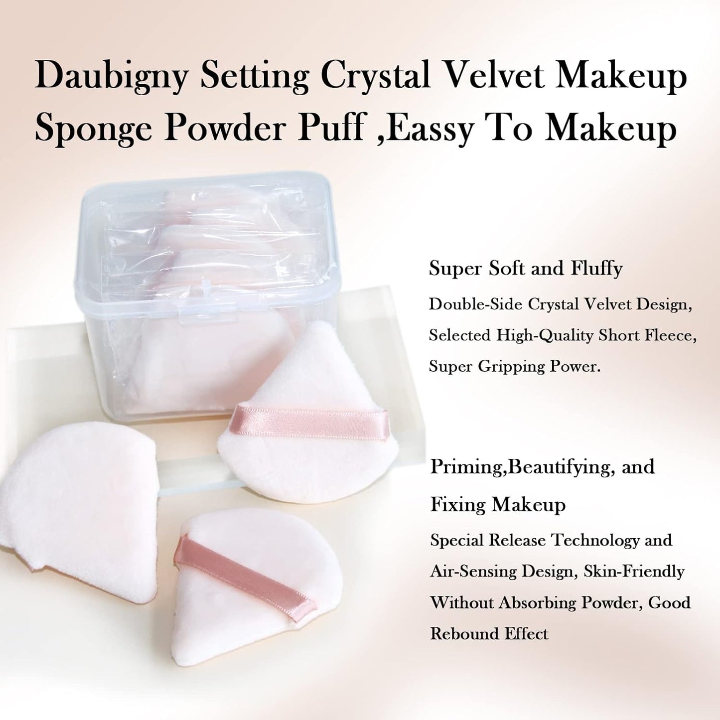 Powder Puff Daubigny 6 PCS Powder Puff Makeup Puff Face Soft Triangle Powder Puffs for Loose Powder Mineral Powder Body Powder Velour Cosmetic FaclaI Sponges for Applying Makeup Tools(Nude)
