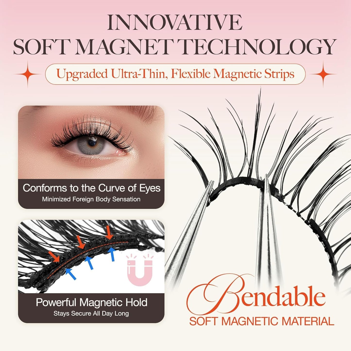 LASHVIEW Upgrade Magnetic Eyelashes with Applicator Reusable Soft Magnetic Eyelashes Natural Look No Glue Needed Lashes Kit Easy to Wear and Remove(A02)