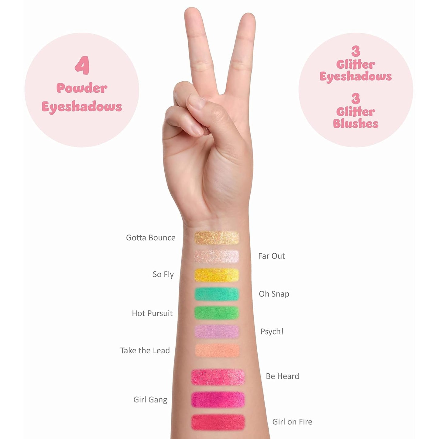 Expressions Girls Always Win Glisten & Glitter Makeup Palette 10 Color Eyeshadow Palette & Blush Makeup Novelty Beauty Set, Fold Out Compact with Mirror, Washable, Non-Toxic