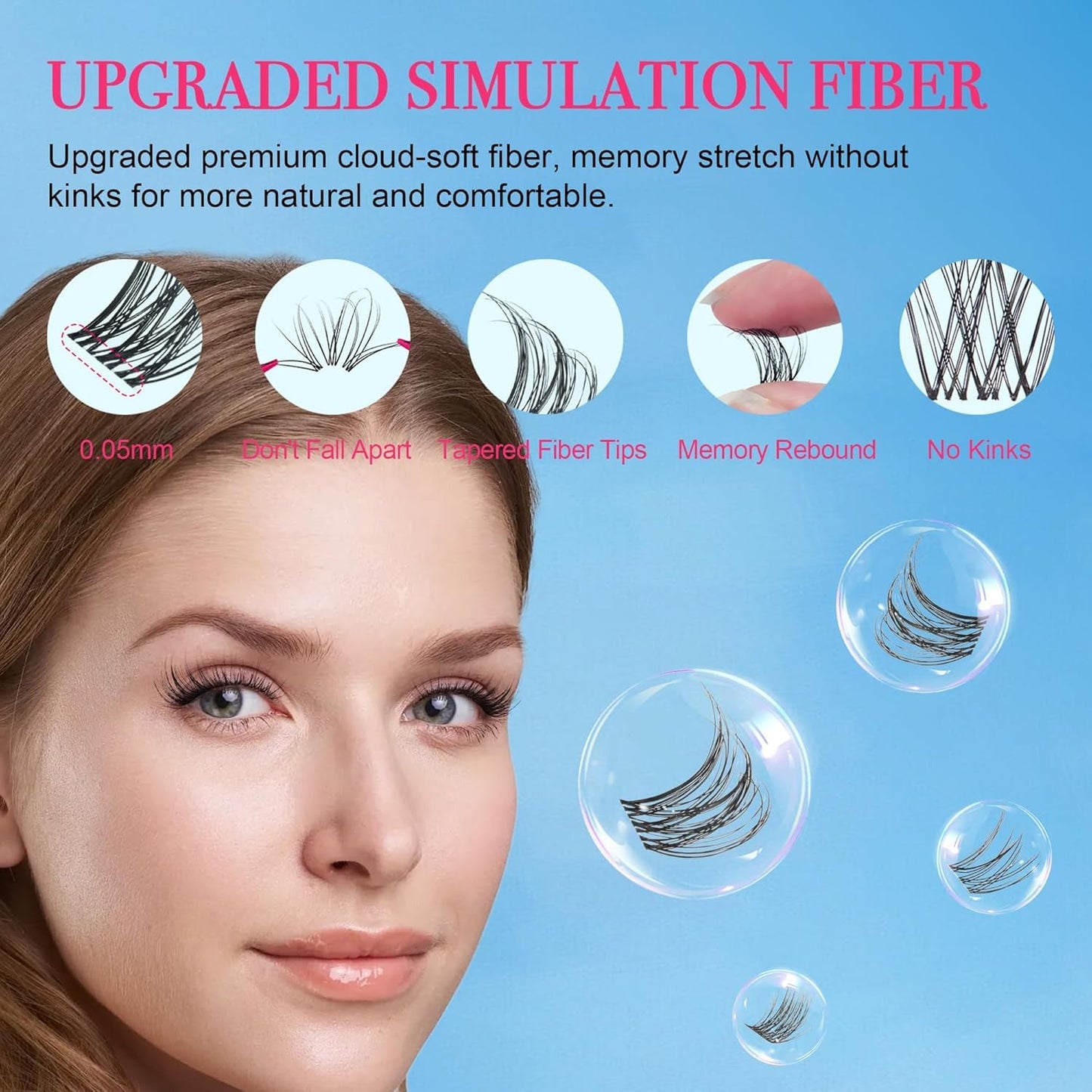 Lash Clusters - Lash Clusters Kit Mix Manga Lash Clusters 0.07D Lashes Clusters Anime Lashes Ultra-Thin Invisible Band 0.05mm DIY at Home No Lash Glue Included