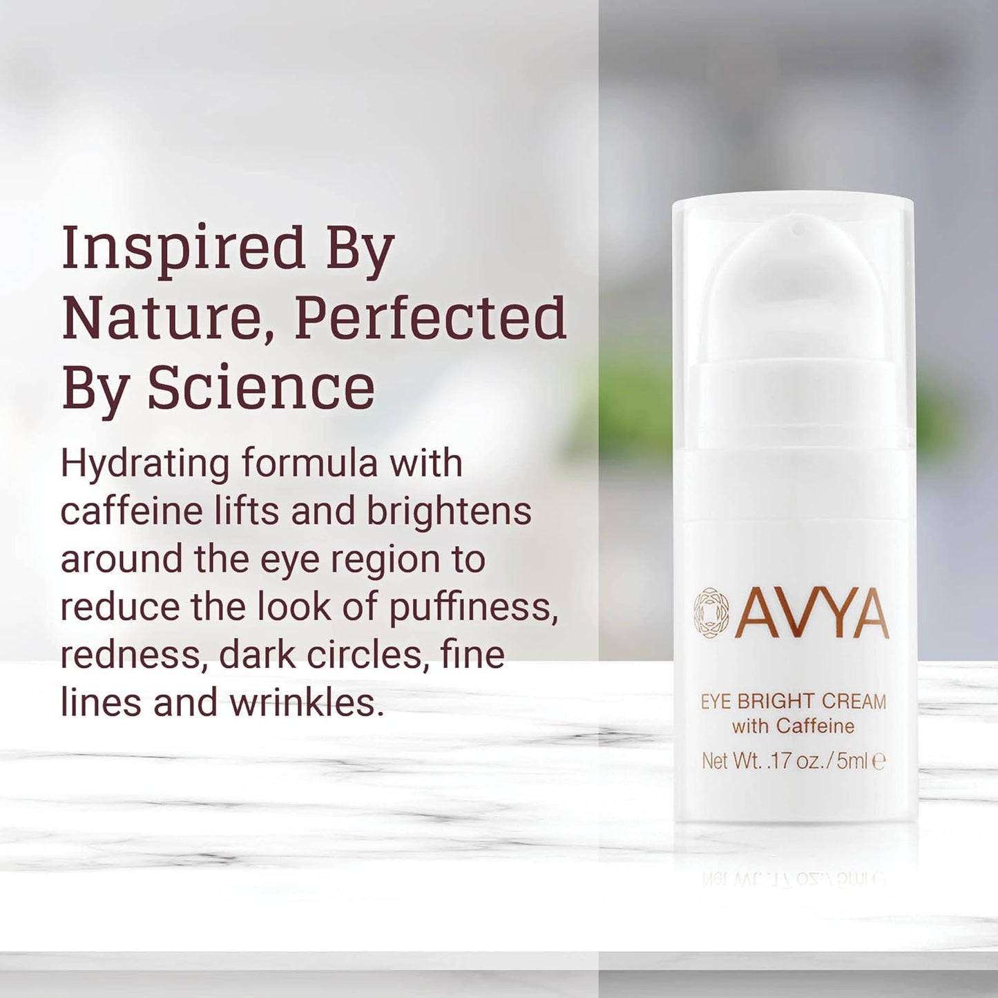AVYA Eye Bright Cream (0.17oz / 5ml) - Advanced Ayurvedic Skincare/Caffeine Reduces Dark Circles and Puffiness/Tightens and Reduces Fine Lines Around Eyes