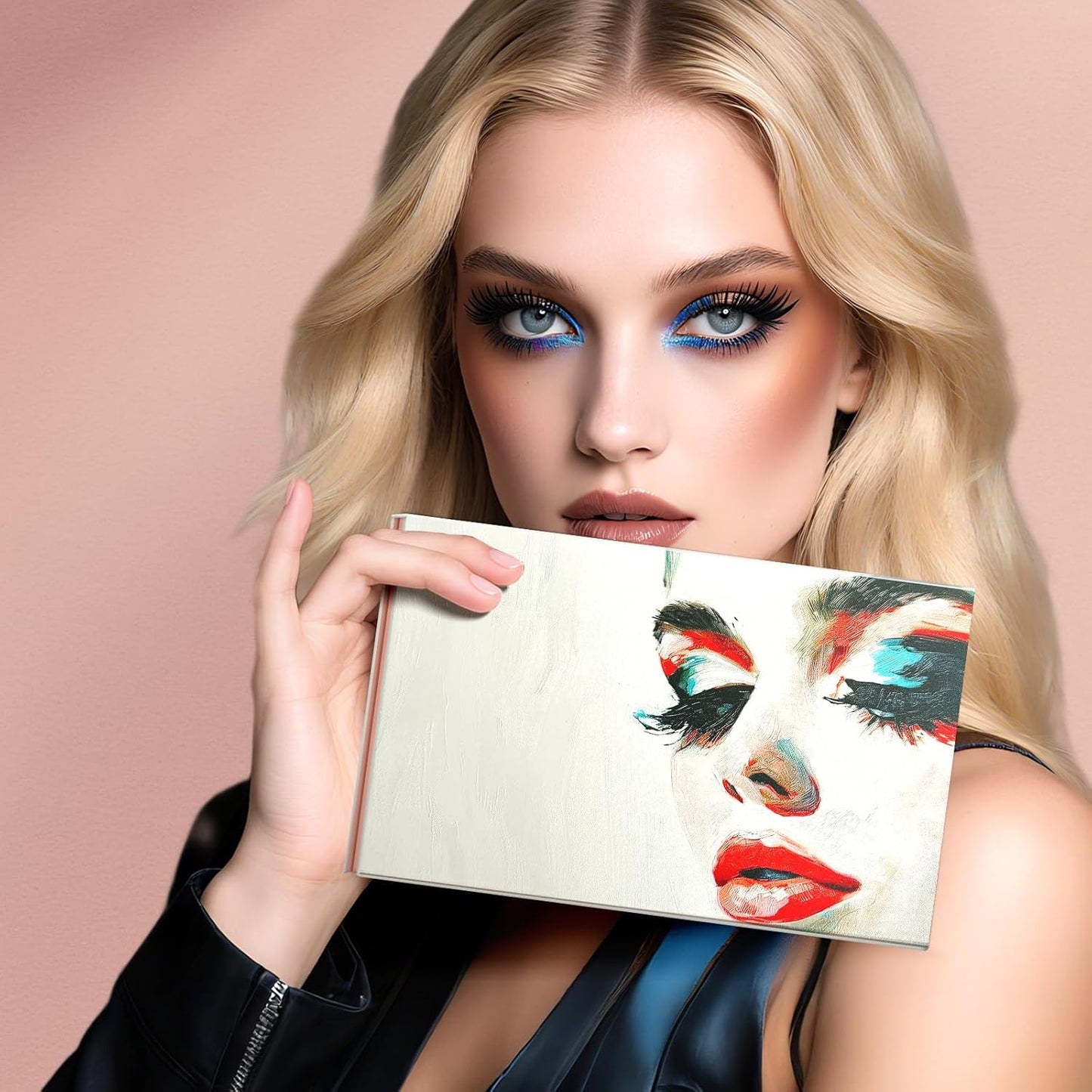 Magnetic Eyeshadow Palette, Empty Makeup Palette Organizer with Mirror Inside, Oil-Painting Decorated Art Paper Palette (Your Art)