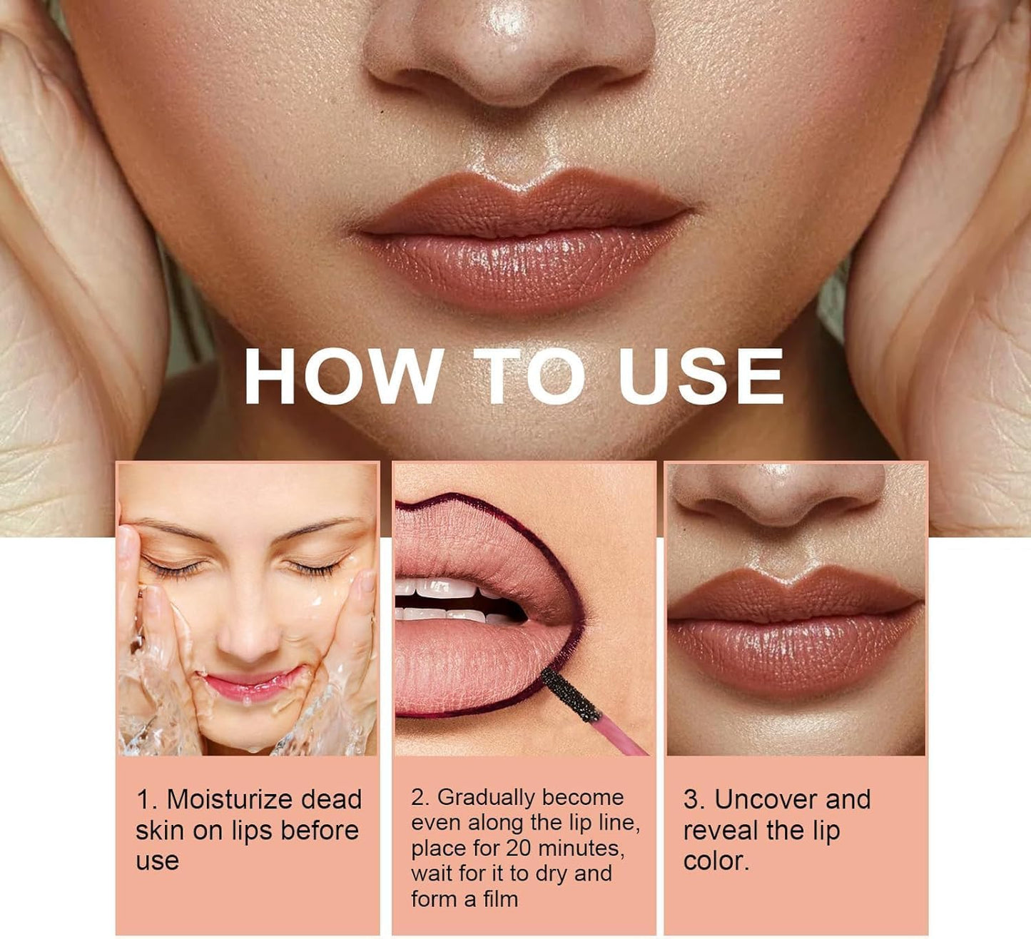 Dulele 3PCS Lip Liner Set, Peel Off Lip Liner Tattoo, Peel Off Lip Stain, Long Lasting Waterproof Lip Stain Peel Off, Transfer Proof Matte Finish Lip Gloss (Red, 1)