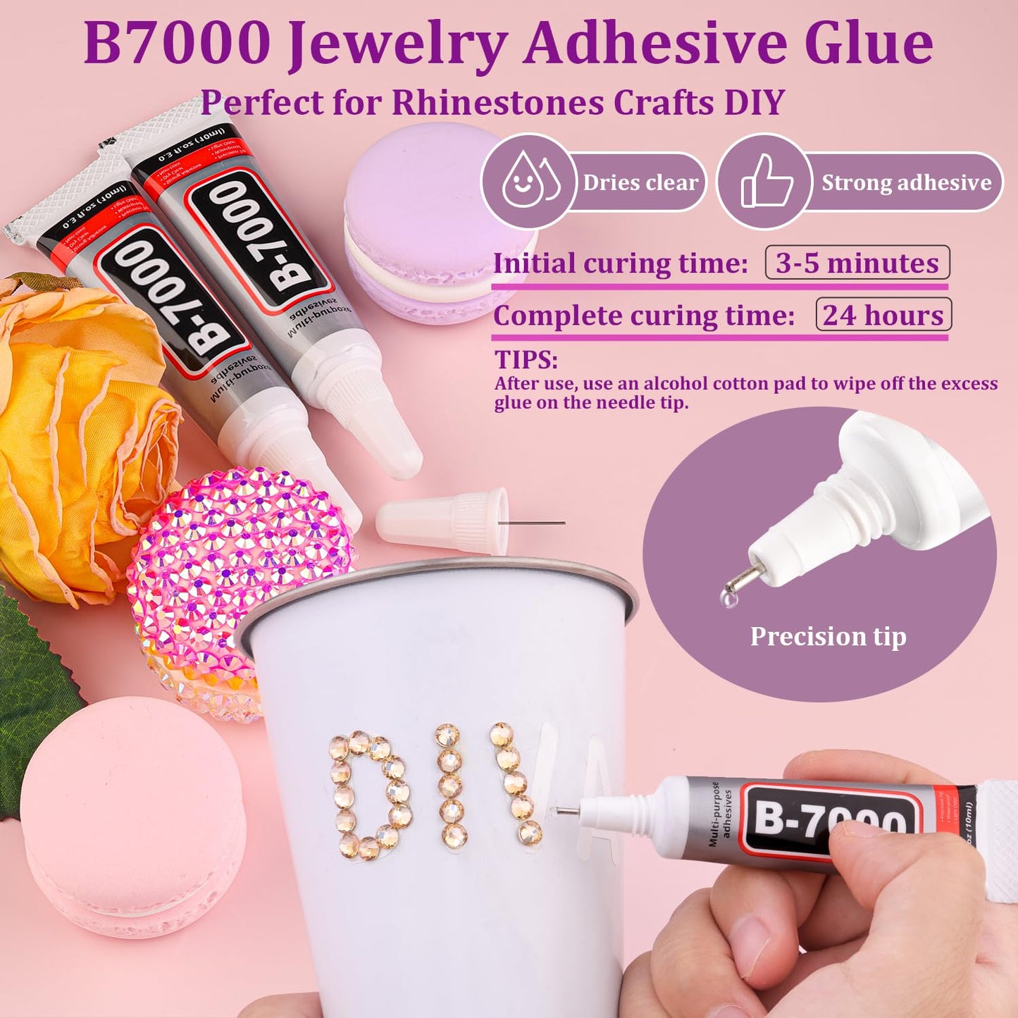 25000Pcs Resin Rhinestones with Tweezers for Crafting, Champagne 2-6mm Mixed Sizes Bedazzling Crystal with 3Pcs 10ml B7000 Jewelry Glue for DIY Crafts Clothing Tumblers Shoes Fabric Nail Art