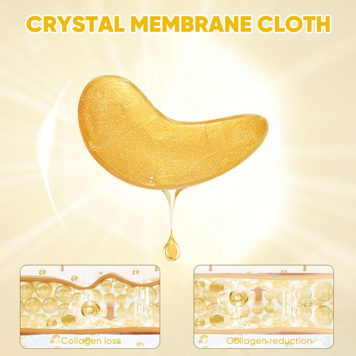 Gold Under Eye Patches, 60 Pcs 24K Gold Under Eye Masks for Dark Circles, Under Eye Patches for Puffy Eyes, Reduce Wrinkles, Under Eye Bags, Moisturizing Improves Elasticity