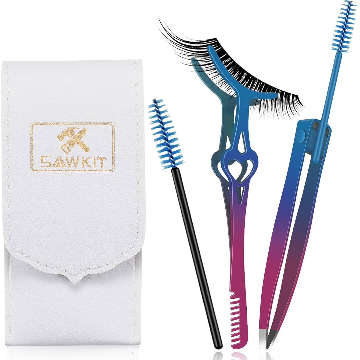 Eyelash Applicator Set 2-in-1 Lash Applicator with Tweezers, Brush Professional DIY Eyelash Extension Tools for Cluster Lashes