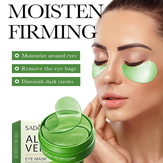 Aloe Vera Eye Masks - 60 PCS Under Eye Patches for Puffy Eyes and Dark Circles Treatments - Hydrating Eye Mask Skincare, Eye Gel Pads for Eye, Reduce Wrinkles and Fine Lines, Improve and Firm Eye Skin