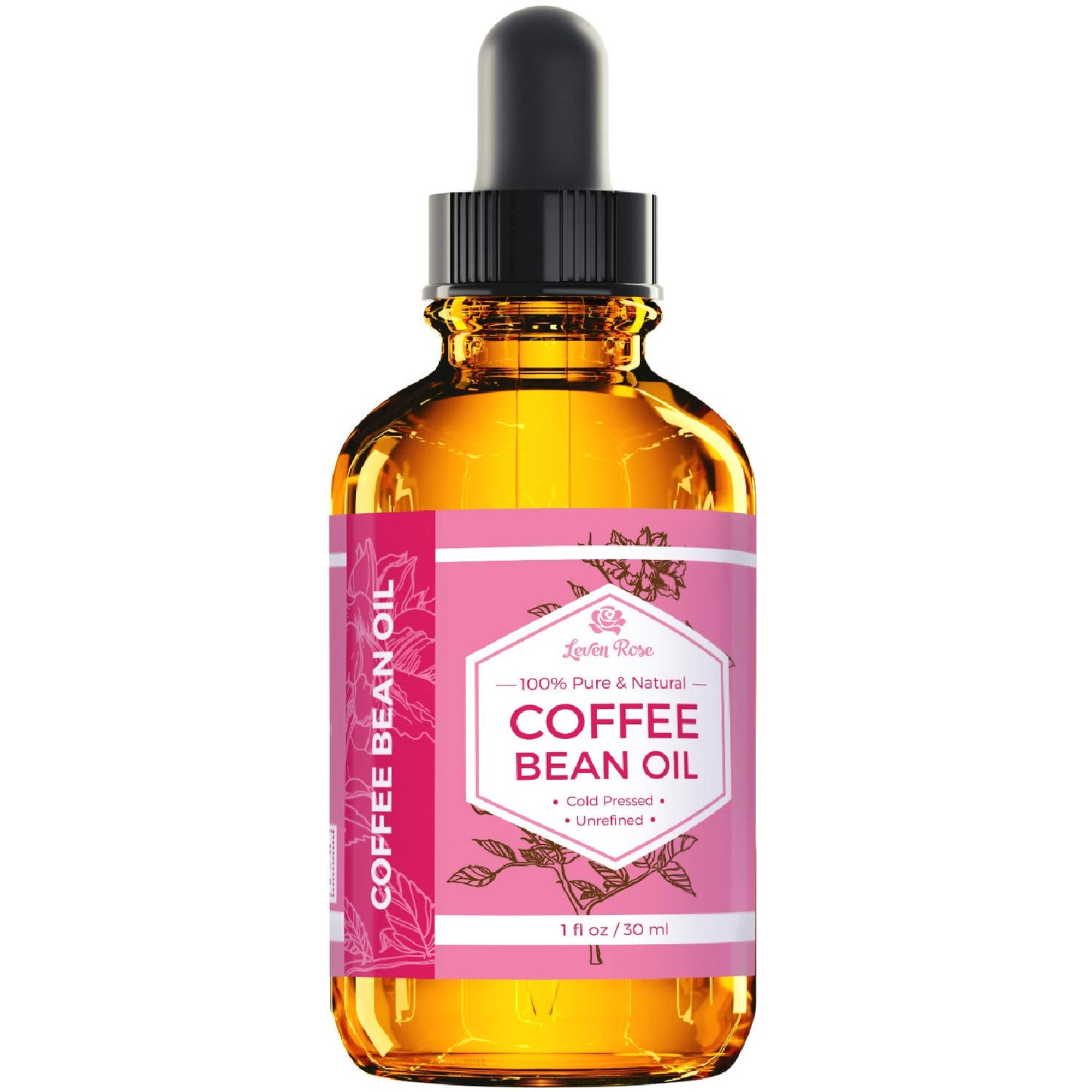 Leven Rose Coffee Bean Oil - 100% Natural Coffee Oil for Skin - Cold Pressed Coffee Oil for Hair Growth - Unrefined Coffee Arabica Seed Oil 1 oz