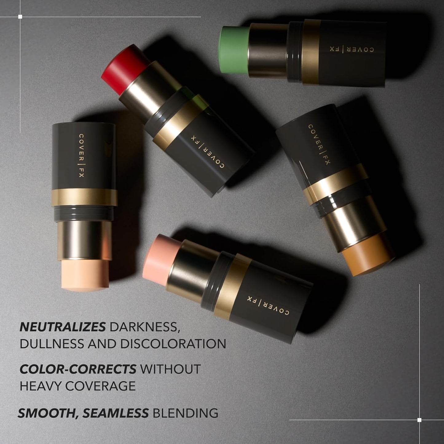 Cover FX Correct Stick Green Color Corrector Concealer - Matcha: Neutralize Redness (All Skin Tones) - Brighten + Neutralize Skin Discoloration - Creamy Lightweight Full Coverage