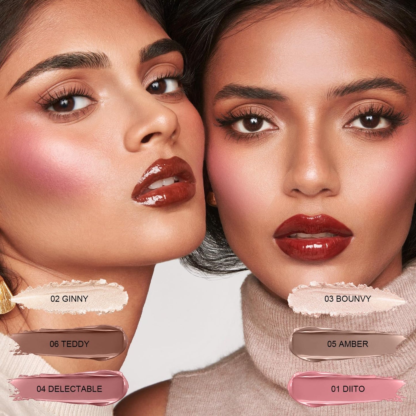 6 Colors Cream Contour Stick Makeup Kit, Shades with Highlighter Stick, Blush Stick and Double-End Bronzer Stick for Sculpt the Cheeks, Waterproof,Dewy & Matte Finish for Beginners (6 COLORS SET A)