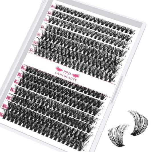 280 Pcs Individual Lashes 60D+80D Mixed 0.05 Lash Clusters 14 Rows that Look Like Eyelash Extensions DIY Lash Extension Self Application At Home (60+80-D-9-16mix)