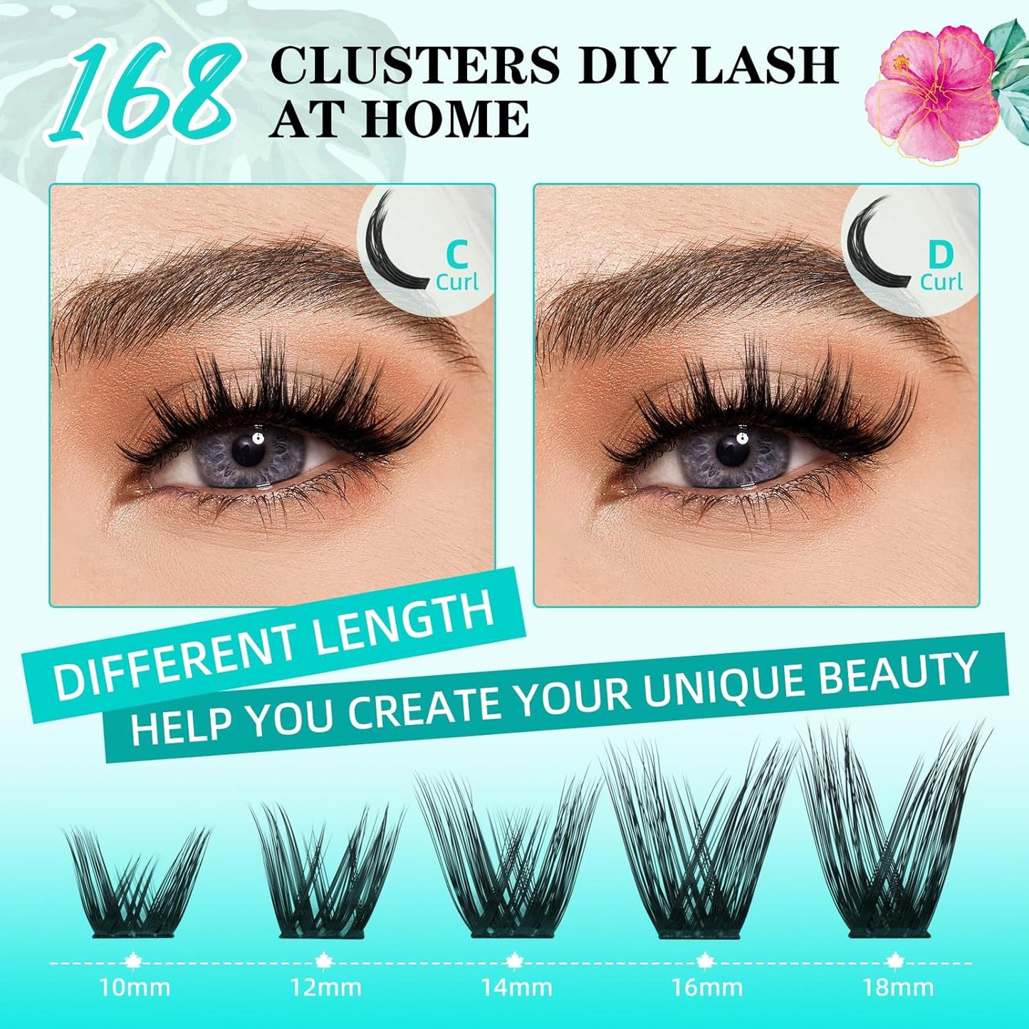 Lash Clusters Wet Look 168Pcs Eyelash Cluster Ultra-Thin Lash Band Eyelashes Extensions Spiky Anime Wide Span Lashes(Mallow,C-12mm)