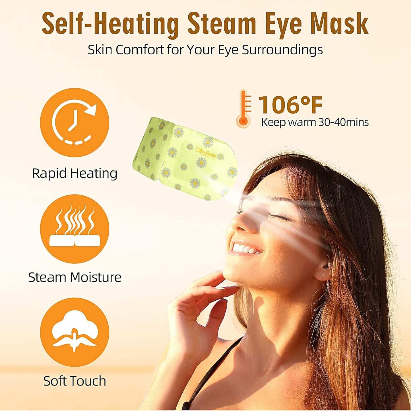 Serfeymi 10 Packs Steam Eye Masks,Disposable Self Heated Warm SPA Moist Eye Mask Compress Pad for Sleeping,Eye Fatigue Relief,Christmas Stocking Stuffers - Upgraded Scent-Chamomile