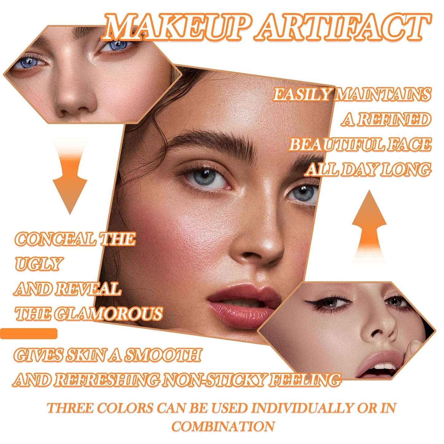 3 Colors Correcting Concealer Makeup Cream Contour Palette,Cream Makeup Palette,Contouring Foundation Highlighting Concealer Palette with Bursh,Professional Concealer Foundation Palette for Women