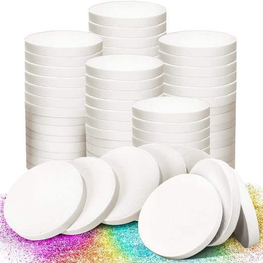 MotBach 60 PCS White Round Makeup Sponge, Cosmetic Sponge Round Foam Pad Eye Facial Powder Puff, Beauty Makeup Foundation Powder Blender for Women Lady All Skin Types Wet and Dry Dual Use