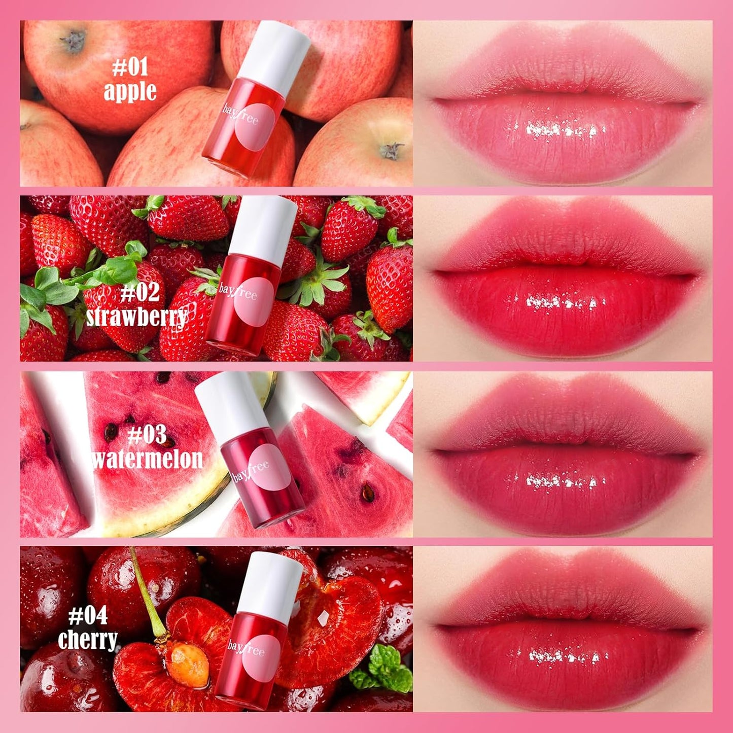 Lip Tint Stain Set, Korean Water Tint Lightweight Non-sticky, Waterproof Long Lasting Liquid Blush & Lip Stain, Transfer-Proof, Matte Finish Lip Color Makeup (fruit farm)