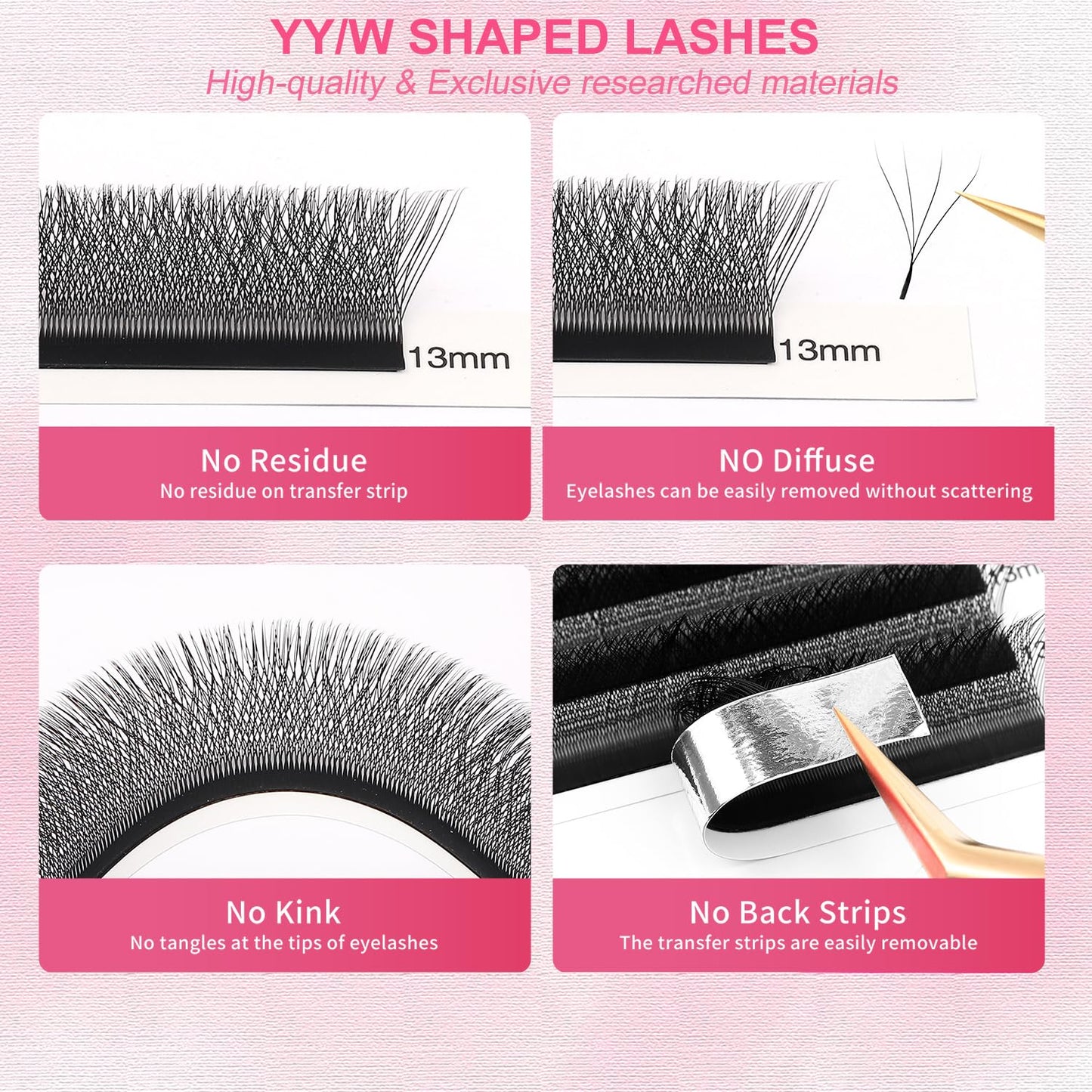 W Lash Extensions 4D Eyelash Extensions W Shape 0.07mm Thickness C Curl Mix 8-15mm Premade Fans Individual Lashes Matte Black W Lashes 12 Rows Crisscross False Eyelashes(W-4D-0.07-C,8-15mm)