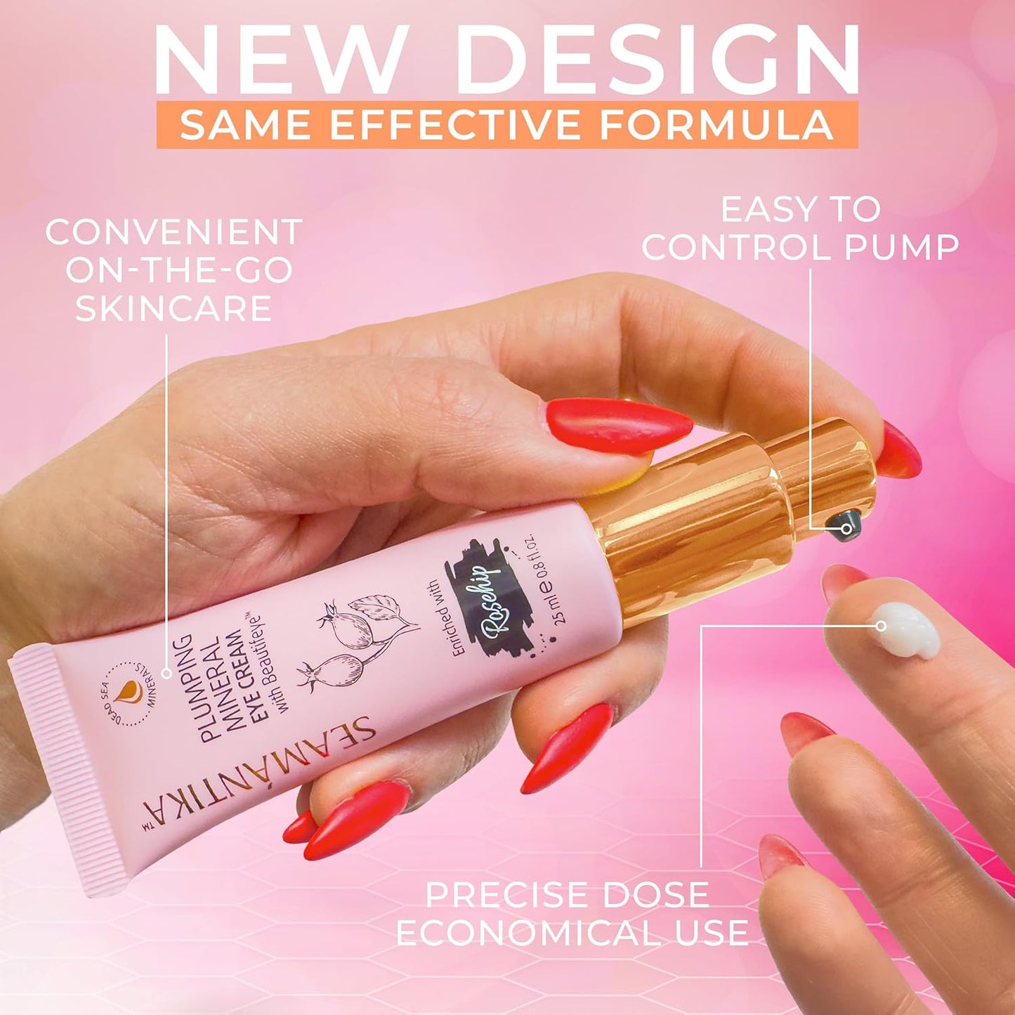 PLUMPING MINERAL EYE CREAM - Firming, Lifting, & Smoothing Formula, Eye Cream Anti-Aging - Quick Absorbing & Rich Moisture Finish, Beautifeye Concentrate for Dry & Wrinkled Skin - 25 ml