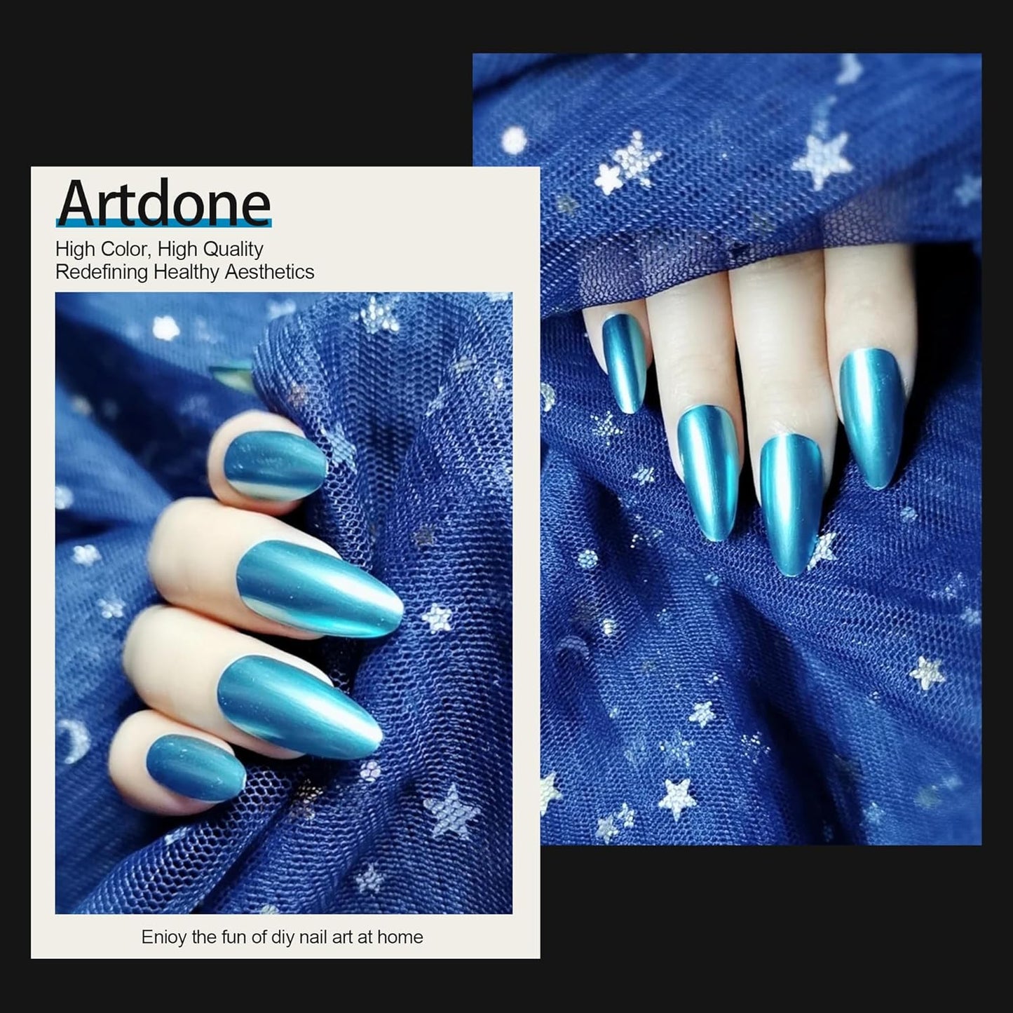 Artdone Chrome Nail Powder, Azure Iridescent Aurora Powder Metallic Mirror Effect Pigment Pearlescent Mermaid Pigment Pearl Glitter Dust Kit, Nail Art Decoration, Resin Craft