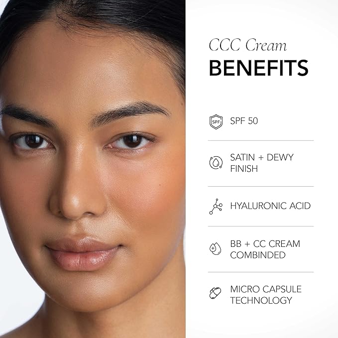 CLE Cosmetics CCC Cream (Cool Medium Deep 306 / SPF 50) - Color Correcting CC Cream with Sunscreen - Lightweight, Hydrating, Light to Medium Coverage Foundation - BB & CC Cream Hybrid - 1 fl oz