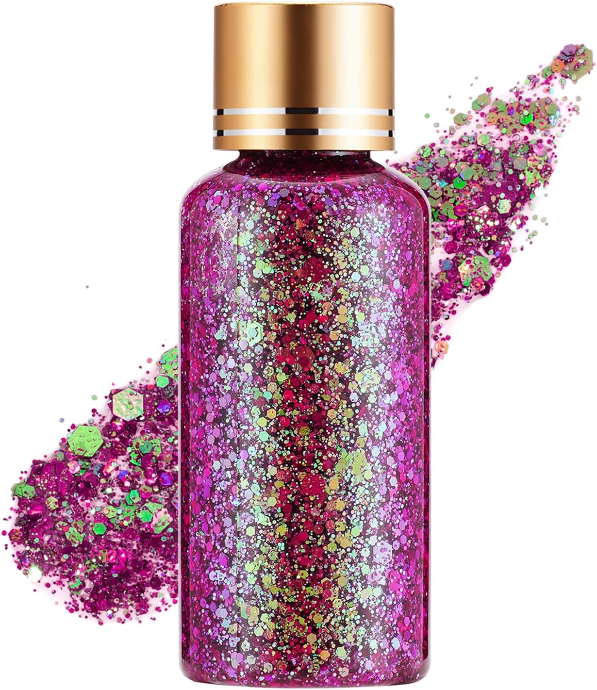 Dream Rose Color Body Glitter, Face Glitter Gel, Hair Glitter for Women Kid, Holographic Chunky Mermaid Sequin Shimmer Makeup for Halloween Party Carnival Festival Rave Accessories, 1oz
