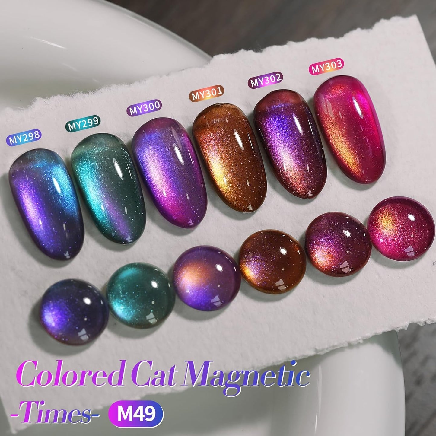 Born Pretty Magnetic Gel Nail Polish Set,Purple Blue Cat Magnetic Eye Gel Jelly Glass Crystal Magnetic Gel Polish Nail Art Manicure Kit 6PCS