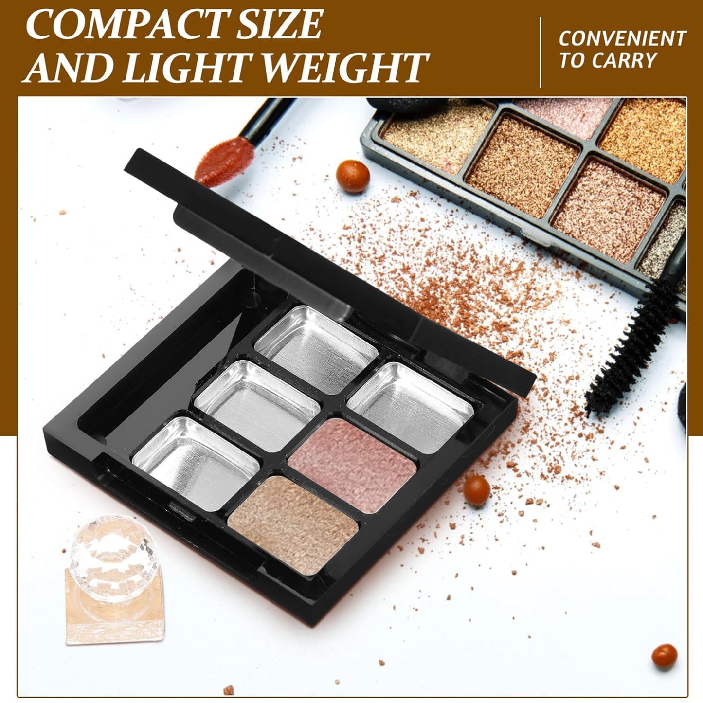 Healifty Empty Lipstick Palette Pan 6-grid Magnetic Eyeshadow Palette Boxes with Press Cosmetic Cream Tray Portable Small Makeup Compact Containers