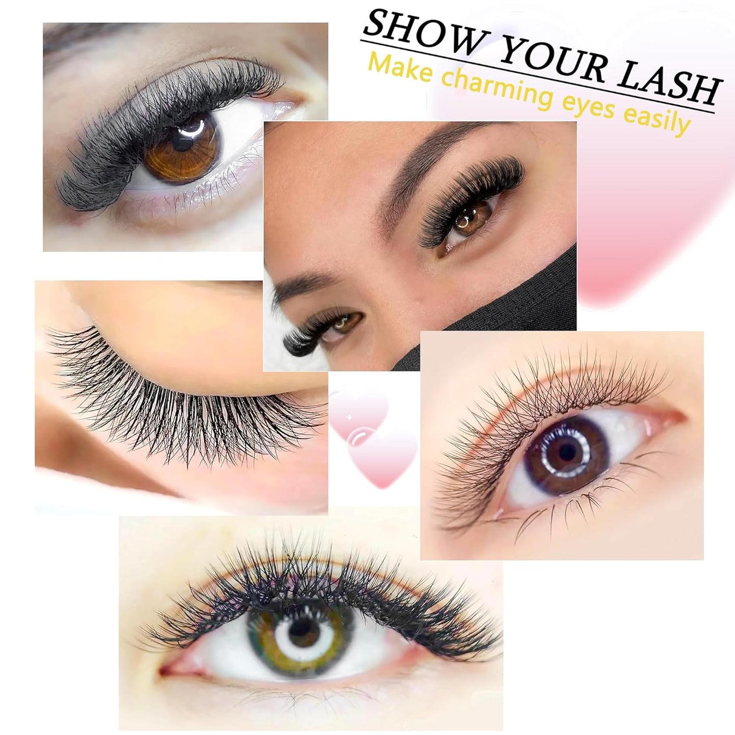 Lash Extensions Three Core Tips 3D Eyelash Extensions W Shape 0.07mm Thickness C Curl 11mm Premade Fans Easy Fan Volume Lashes Matte Black Crisscross(W-3D-Three Core-0.07-C,11mm)