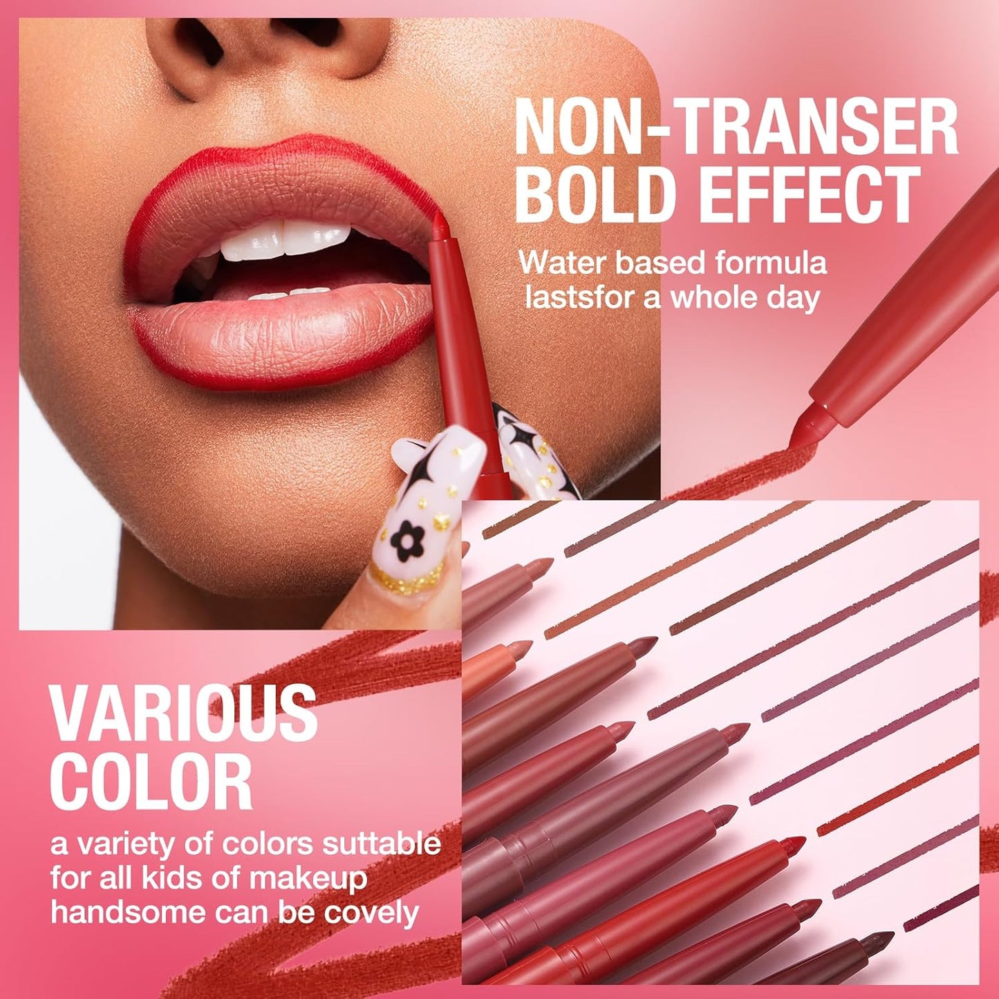 LANGMANNI 6Pcs Sculpting Matte Velvet Lip Liner Set,Smooth Creamy Texture,Waterproof And High Pigmented For Girls Daily Application Lip Makeup(7+8+9+10+11+12)