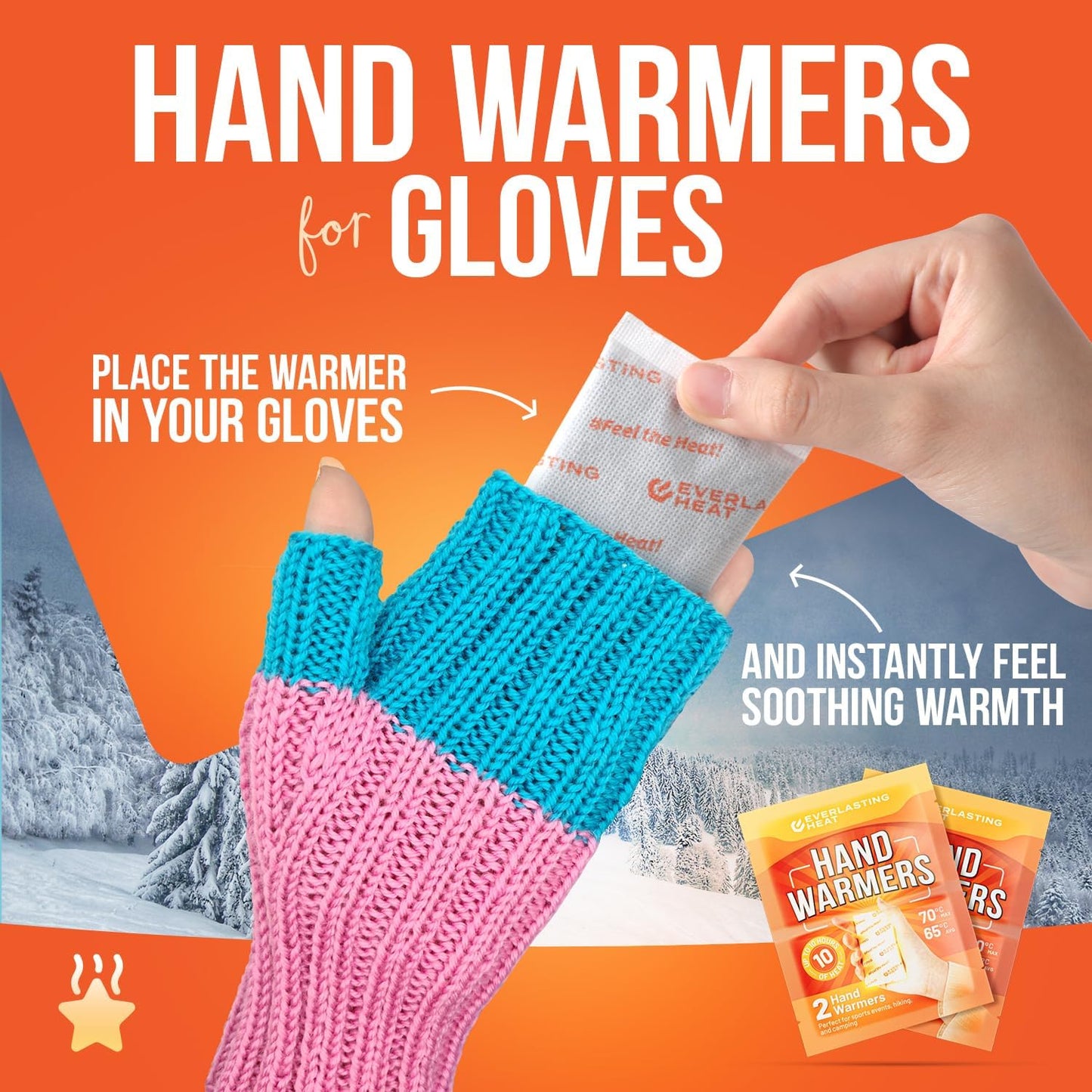 Hand Warmers 40 Pairs (80 Warmers) - Up to 10 Hours of Long Lasting Warmth and Hot Hands - Easy Air Activation for Hands, Body and Feet - TSA Approved