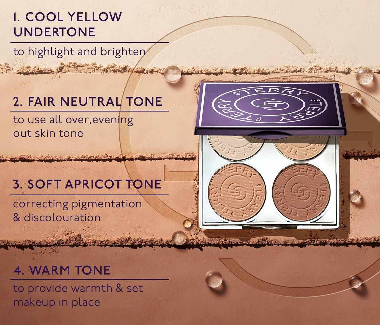 By Terry Hyaluronic Hydra-Powder Palette, 4-Shade, Vegan Contour Palette For Flawless & Matte Complexion, Medium to Warm