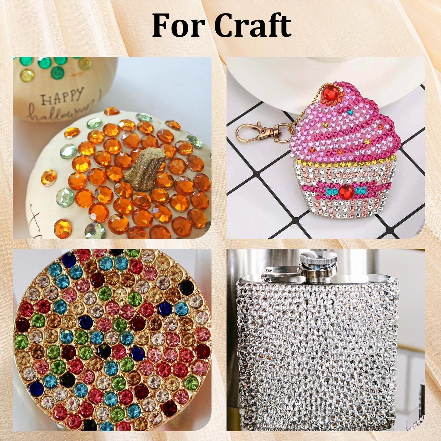 Colorful Face Gems for Makeup Set, Flatback Gorgeous Charming Mixed-Colored Chameleon Crystals with Makeup Glue+Picker Pencil+Tweezer for Eye Body Hair Make-up and Nail Art Deco