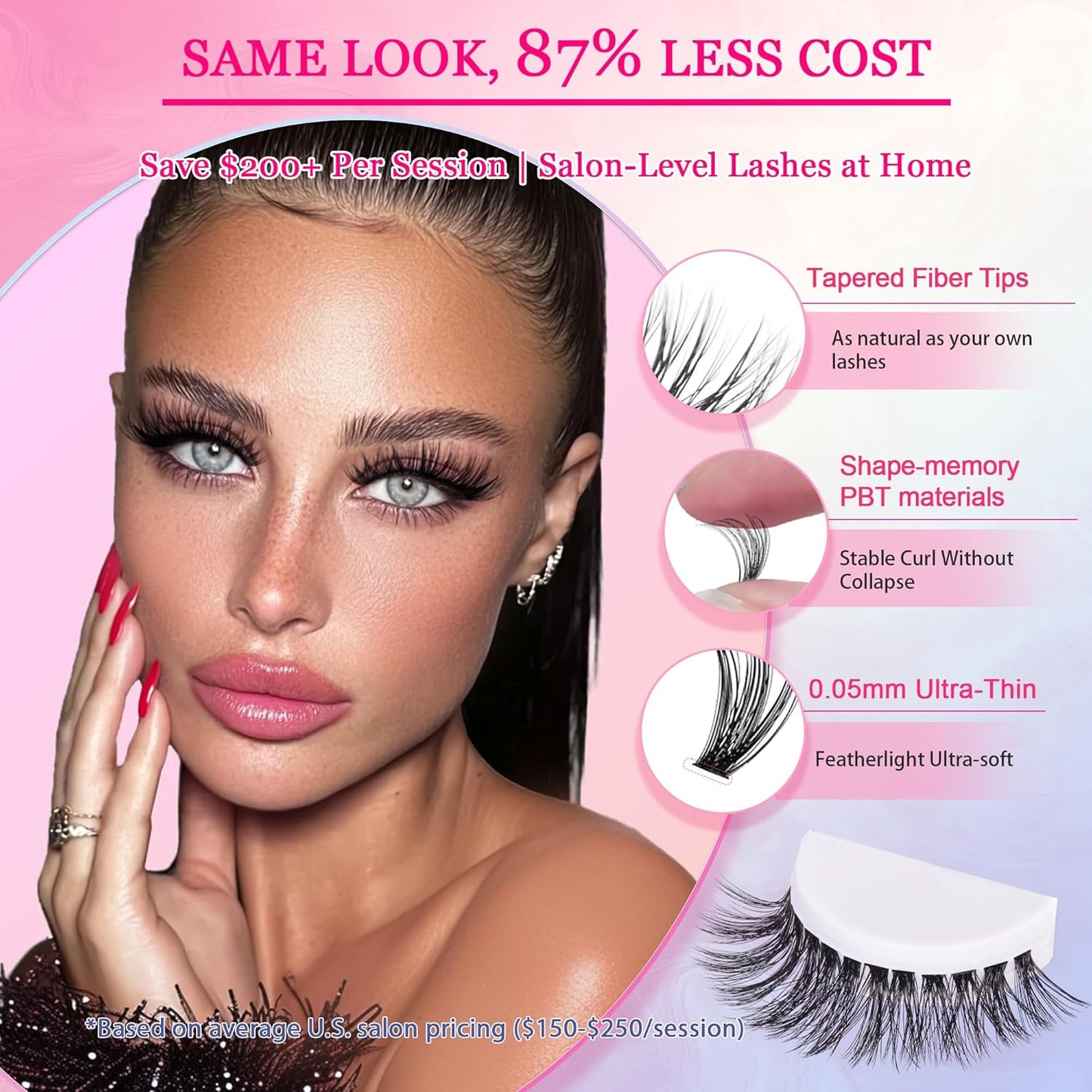 Waltz Lash Clusters Kit - Lash Clusters Lash Extension Kit with Bond and Seal Eyelash Cluster 20D30D40D50D-0.07D Cluster Eyelash Extensions Eyelash Extension Kit DIY at Home