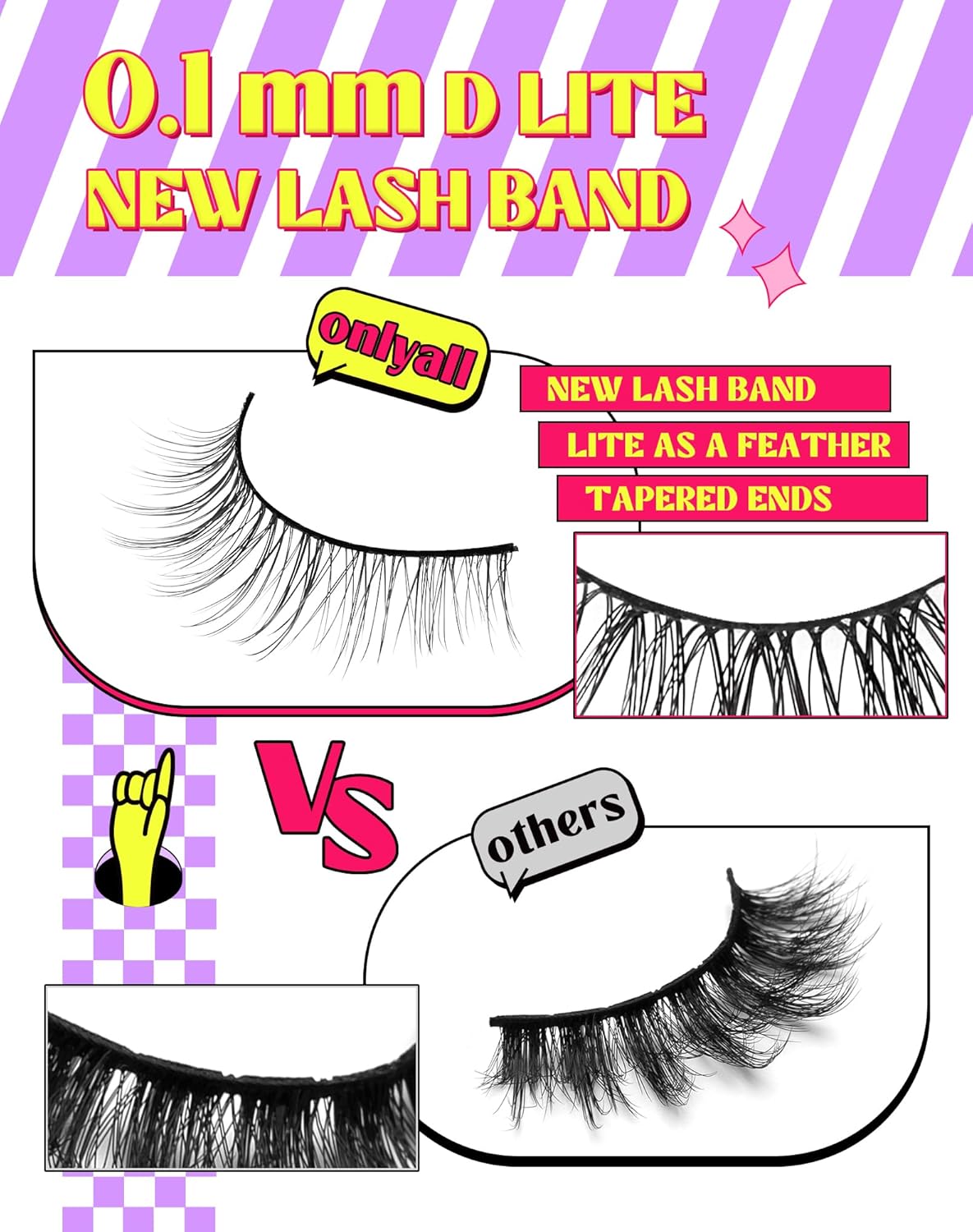 Onlyall Natural Lashes Wispy Lashes Natural Look False Eyelashes Natural Flared Eyelashes False Eye Lashes Soft Fluffy Lashes 7 Pairs DK32, Black