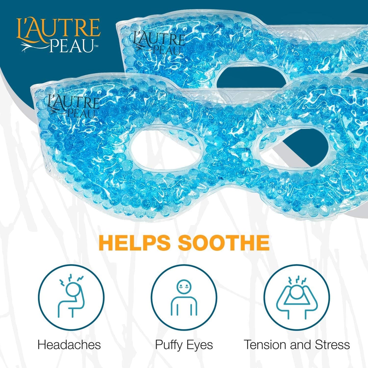 USA Merchant - 2 Redesigned Therapeutic Spa Gel Bead Eye Masks - Hot/Cold Reusable Ice Packs with Flexible Beads - Compress Therapy for Puffy Eyes, Dark Circles, Headaches, Migraines, Stress Relief