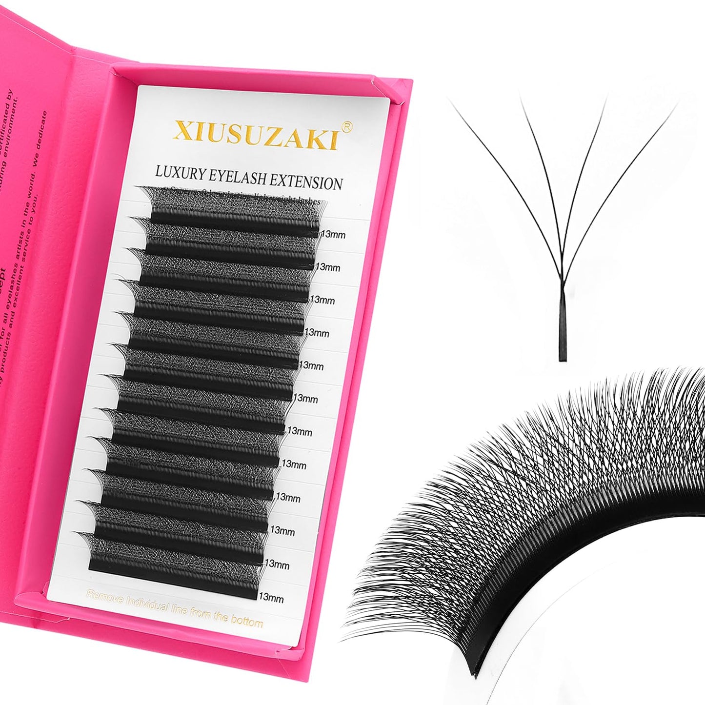 Lash Extensions 4D Eyelash Extensions W Lashes 0.07mm Thickness C Curl Lashes 8mm Soft Lash Trays Pestañas Pelo a Pelo Natural Matte Black False Eyelashes Individual Lashes(W-4D-0.07-C,8mm)