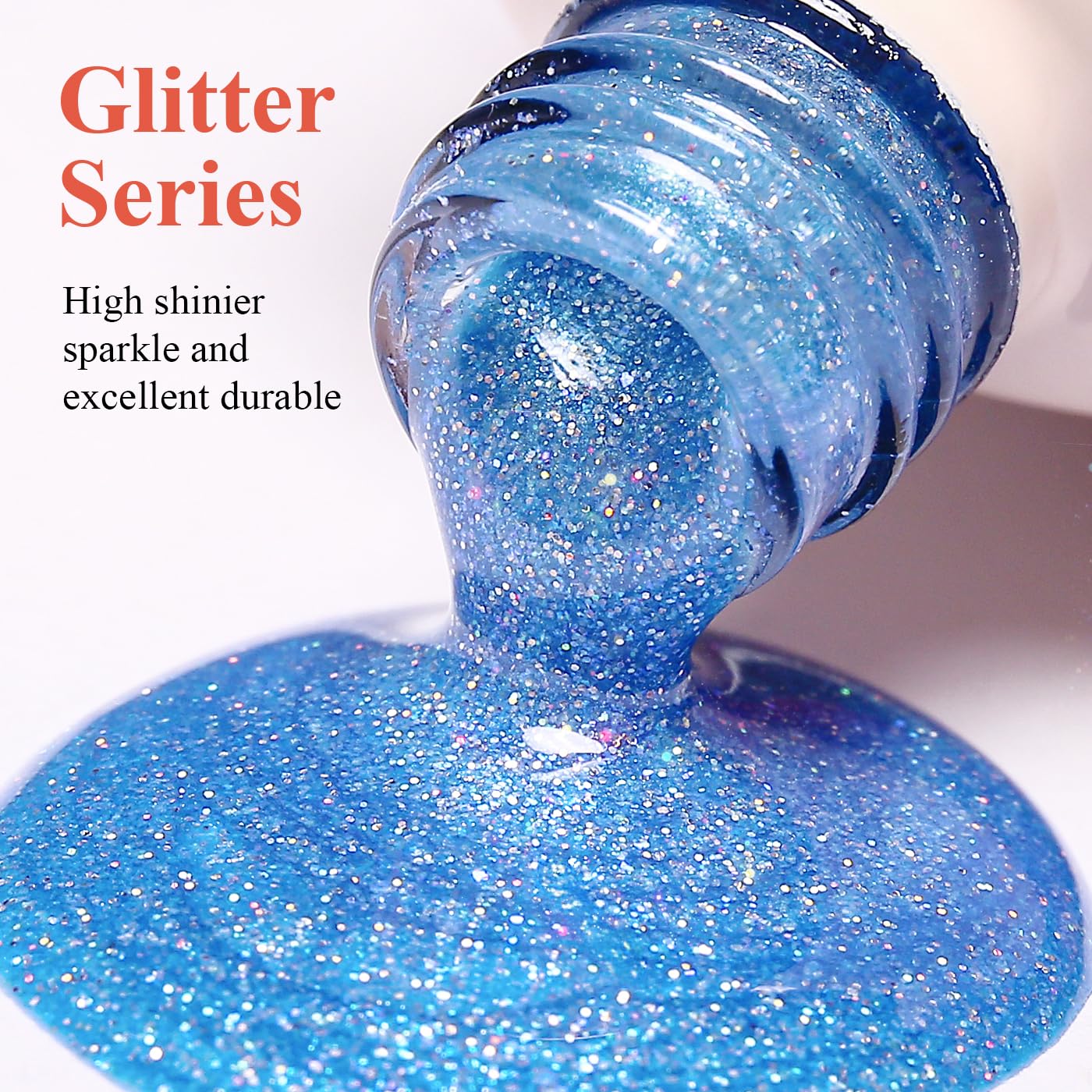 Imtiti Glitter Gel Nail Polish, Bright Blue Glitter Nail Gel Polish Diamond Shimmer Sparkle Soak Off UV LED Spring Summer Manicure 10ML