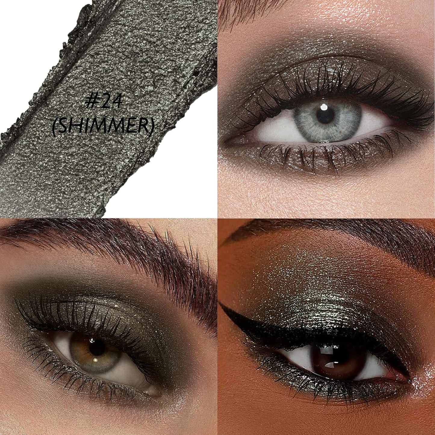 Black Shimmer Eyeshadow Stick, Waterproof Cream Eye Shadow Pencil Long-Lasting Crease-Proof Glitter Eyeshadow Crayon Smooth High Pigmented Highlighter Blendable Neutral Eye Shadow Liner Makeup