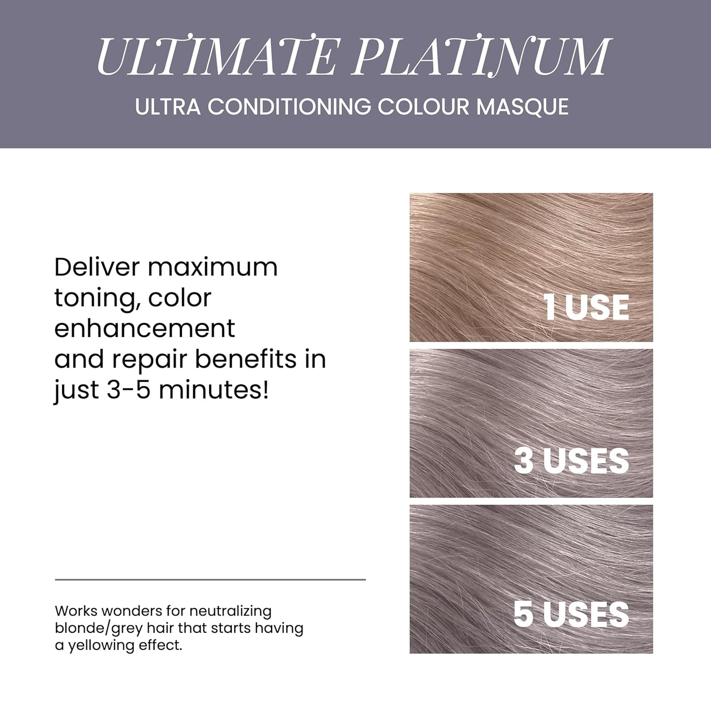 ALOXXI InstaBoost PLATINUM Color Depositing Conditioner Mask, Instant Temporary Hair Color Dye, Ultra Conditioning Color Masque Balances Brassy, Yellow Tones (Ultimate Platinum), 6.8 Fl Oz