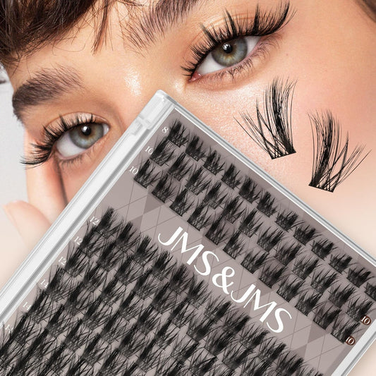 JMS&JMS 156Pcs Lash Clusters CC Curl 8-18mm Eyelash Clusters Wispy DIY Lash Extensions Super Thin Band Soft and Easy to Wear (Side Spike-8-18mix)